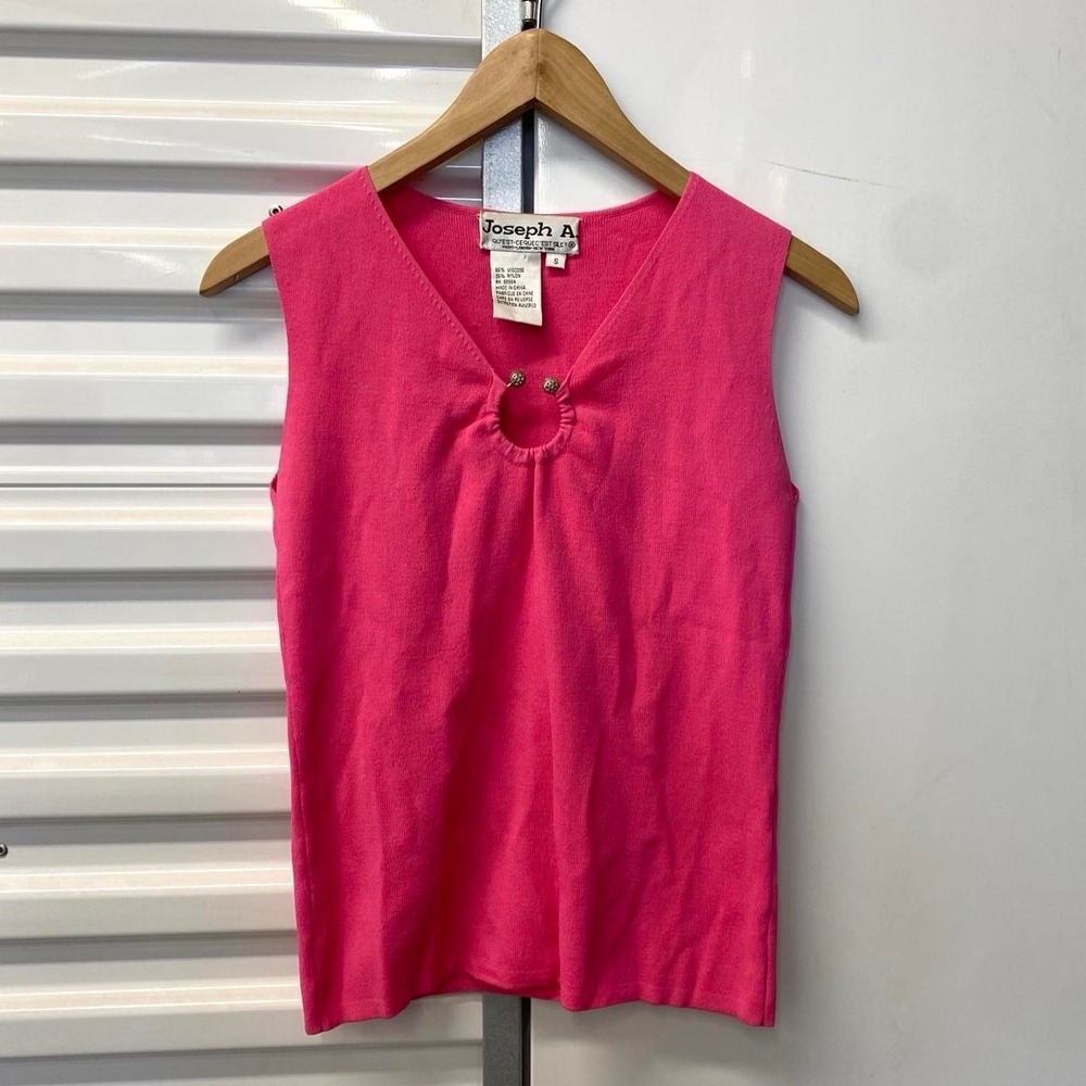 Y2K Women's Joseph A Pink Sleeveless Unique Blouse Top Shirt Size Small